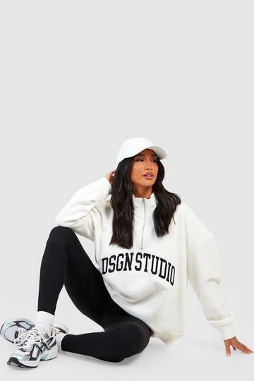 Petite Dsgn Studio Quater Zip Sweatshirt ecru