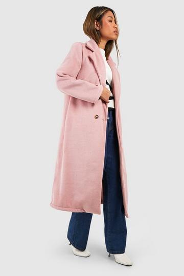Pink Double Breasted Longline Coat