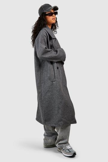 Manteau oversize effet laine à chevrons grey