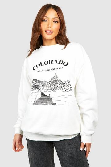 Tall Colorado Slogan Printed Sweatshirt ecru