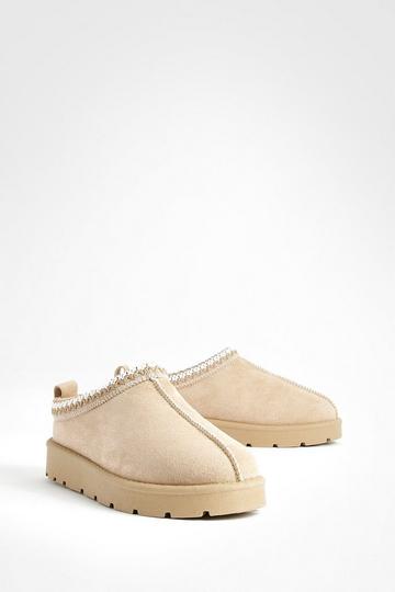 Embroidered Cosy Mules sand