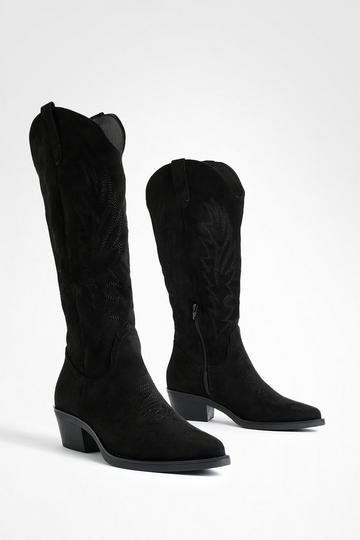 Tab Detail Western Cowboy Boots black
