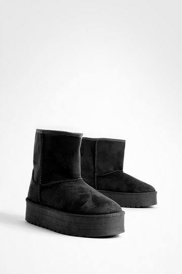 Black Platform Cozy Boots