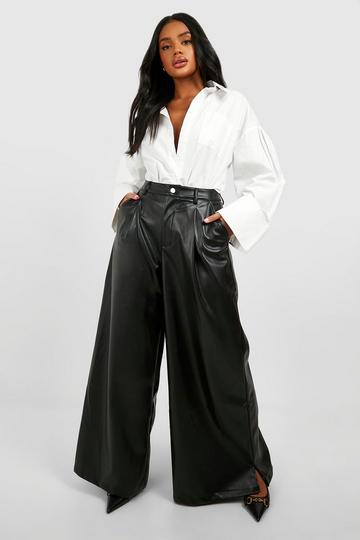 Extreme Wide Leg Leather Look Trousers black