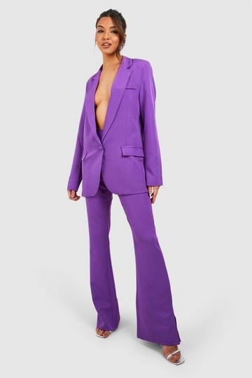Split Side Fit & Flare Dress Pants violet