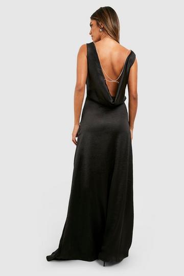 Satin Panelled Diamate Trim Maxi Dress black