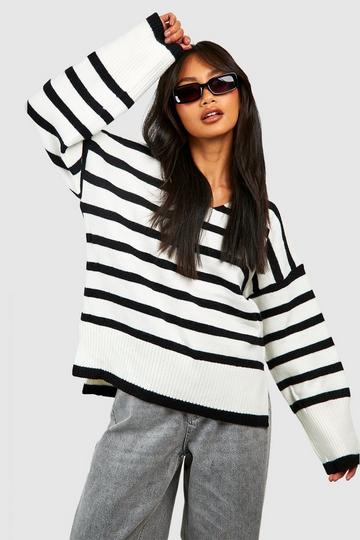 Slouchy Stripe Jumper black