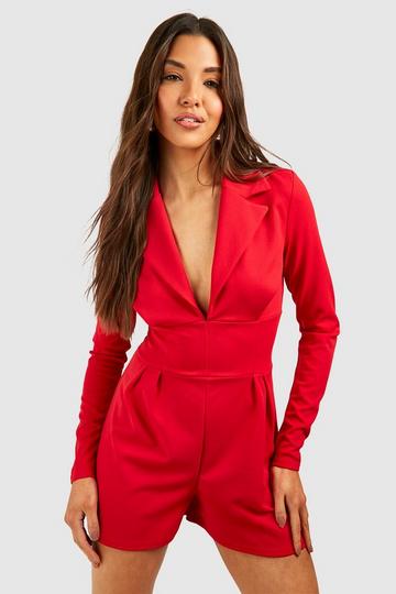 Corset Pleated Playsuit red