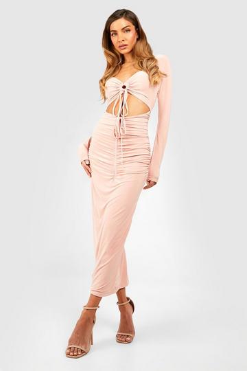 Double Slinky Cut Out Midaxi Dress blush