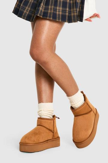 Platform Cozy Ankle Boots chestnut