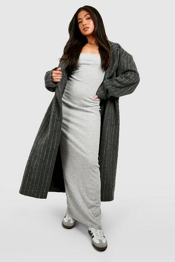 Petite Square Neck Long Sleeve Maxi Dress grey