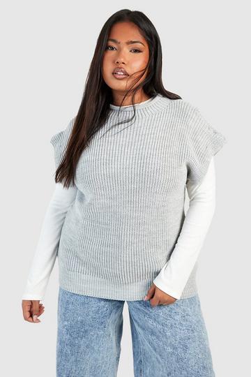 Grande taille - Pull oversize sans manches light grey