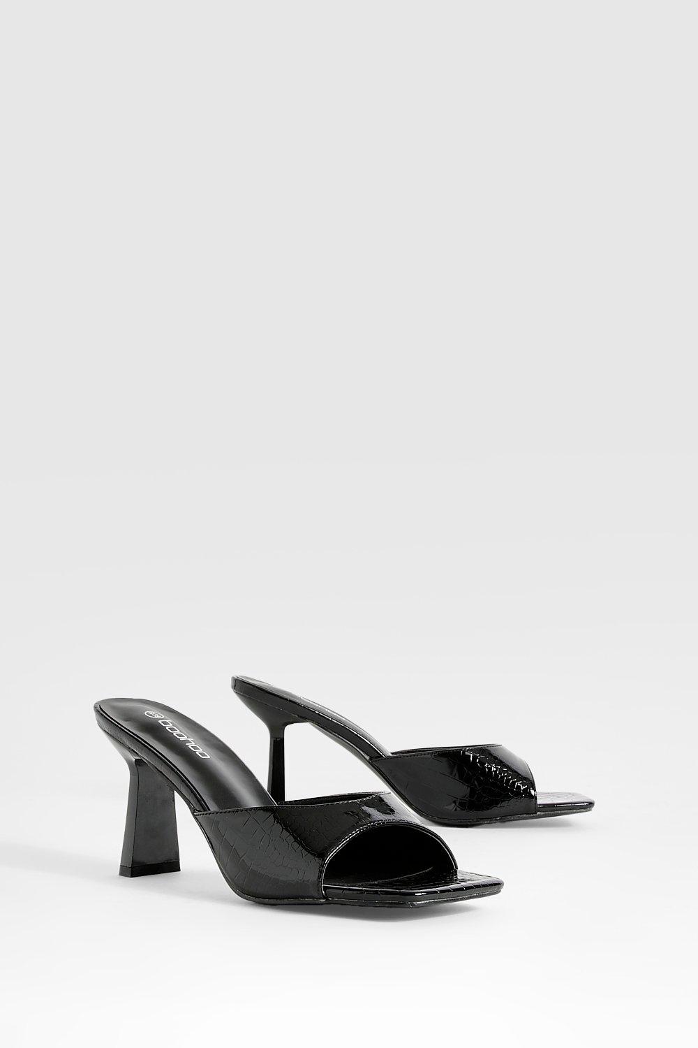 Heeled mules with hot sale asymmetrical straps