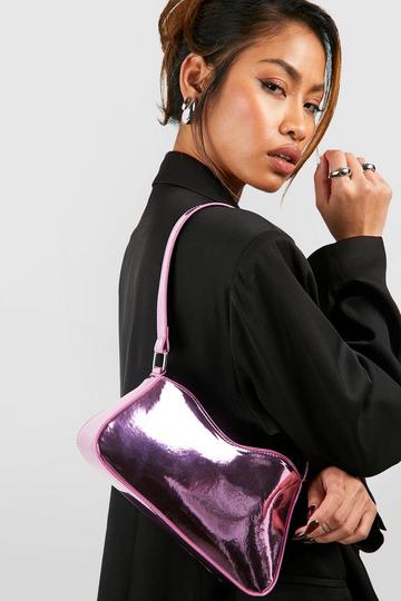 Buckle Curved Shoulder Bag pink