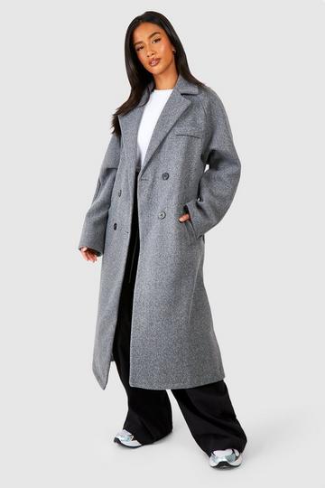 Petite Oversized Wool Look Belted Coat charcoal