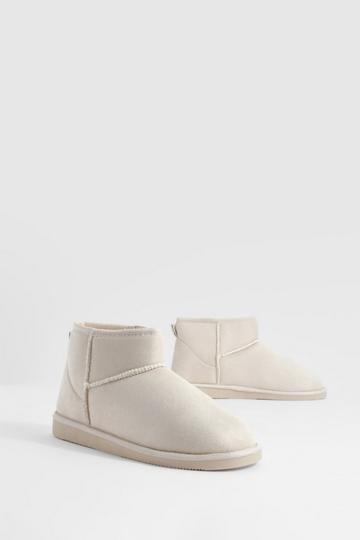 Ecru White Ultra Mini Cozy Ankle Boots
