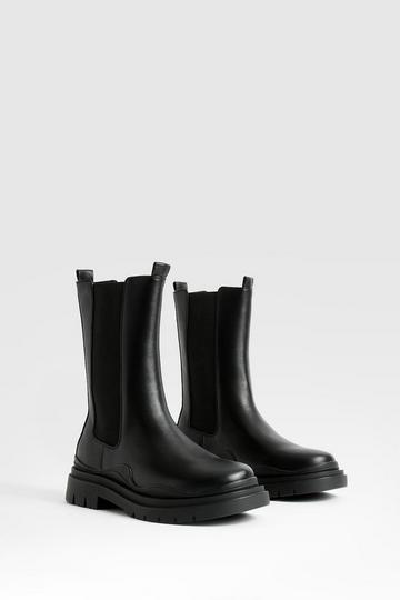 Wide Width Calf Height Chelsea Boots black