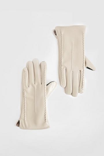 Pu Seam Detail Gloves ivory