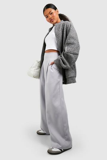 Petite Tailored Relaxed Woven Trouser silver grey