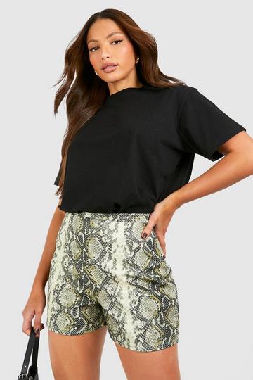 Tall Faux Snakeskin Pu Tailored Shorts brown