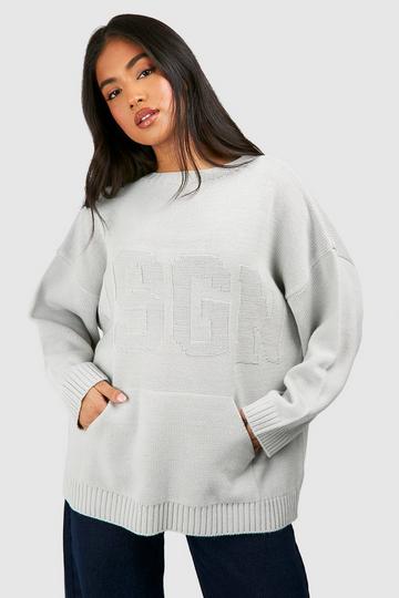 Dsgn Embossed Knitted Jumper silver