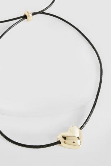 Gold Metallic Heart Chocker Necklace