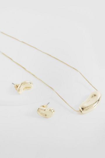Rounded Necklace And Earring Set gold