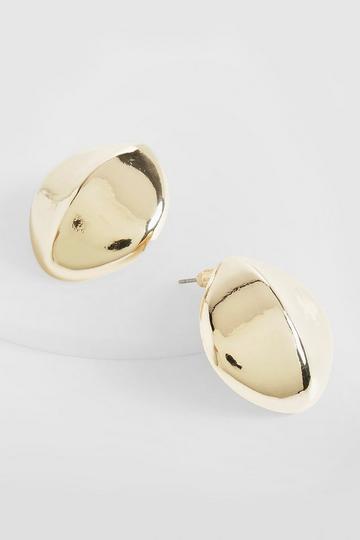 Gold Metallic Abstract Stud Earrings