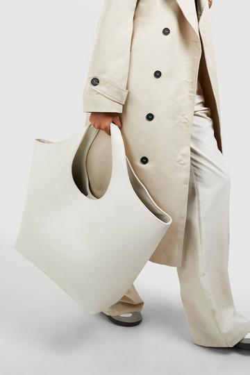 Cream White Pu Tote Bag