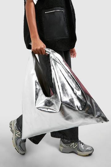 Silver Metallic Tote Bag