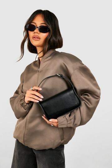 Fold Over Buckle Shoulder Bag black