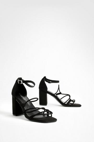 Wide Fit Strappy Block Heeled Sandals black