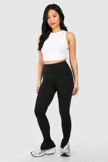 Petite Cotton 3 Pack Black High Waisted Leggings tiered black