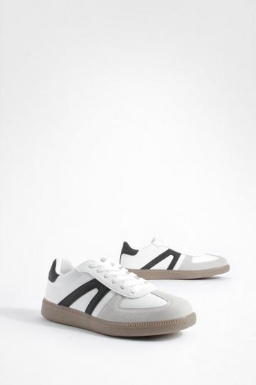 White Contrast Panel Gum Sole Trainers