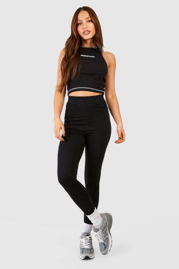 Tall Cotton Jersey Ruched Booty Boosting Leggings black