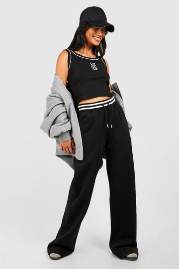 Contrast Piping Sloughy Straight Leg Jogger black