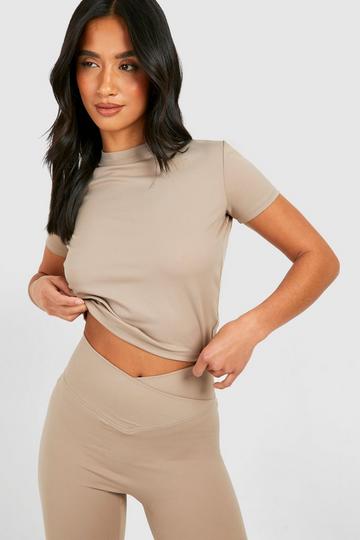 Sage Green Petite Super Soft Peached Short Sleeve Top