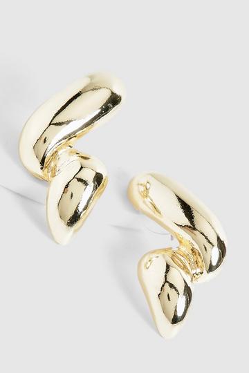 Metallic Twisted Gold Stud Earrings