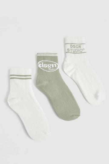 Dsgn Studio Sports Sock 3 Pack khaki