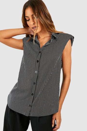 Stripe Shoulder Pad Shirt black