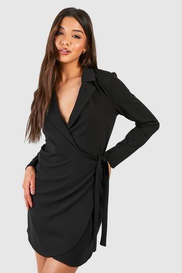 Side Tie Blazer Dress black
