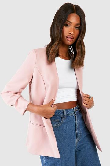 Collarless Fitted Blazer rose