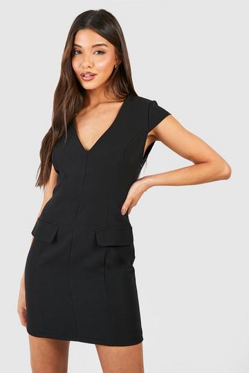 Seam Detail Tailored Mini Dress black