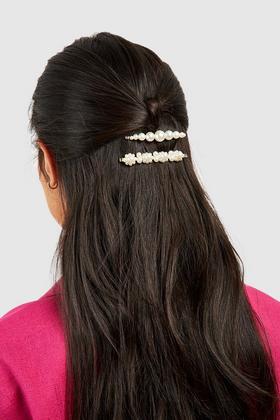 Embellished Pearl Oversized Hair Bow Hair Clip