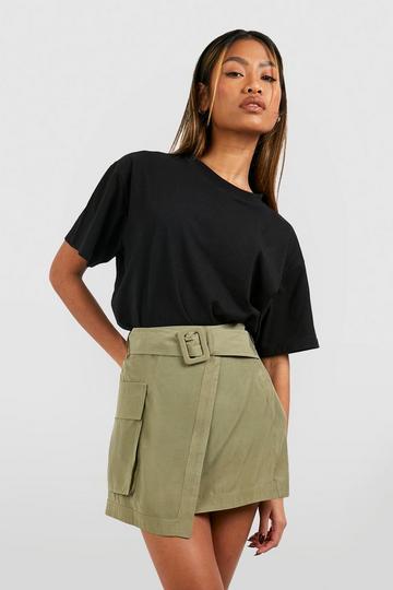 Belt Detail Cargo Mini Skirt khaki