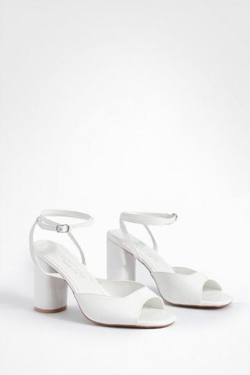 Wide Fit Croc Rounded Heel Strappy Barely There Heels white