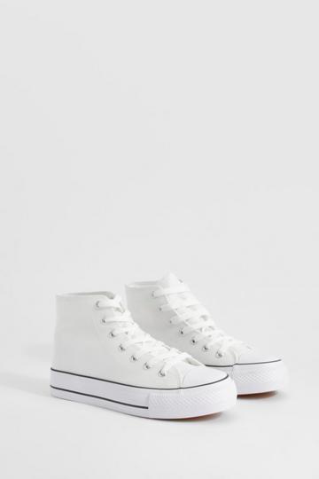 Platform High Top Lace Up Trainers white