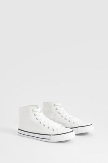 High Top Lace Up Trainers white
