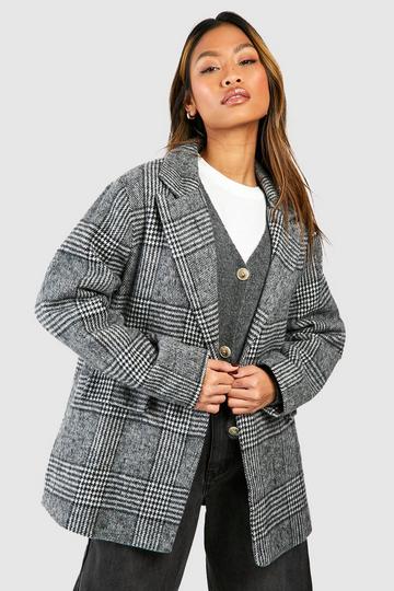 Brushed Mono Check Relaxed Fit Blazer black
