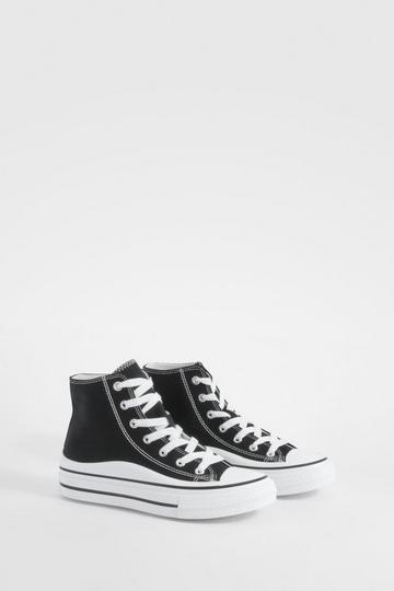Black Platform Chunky High Top Lace Up Trainers